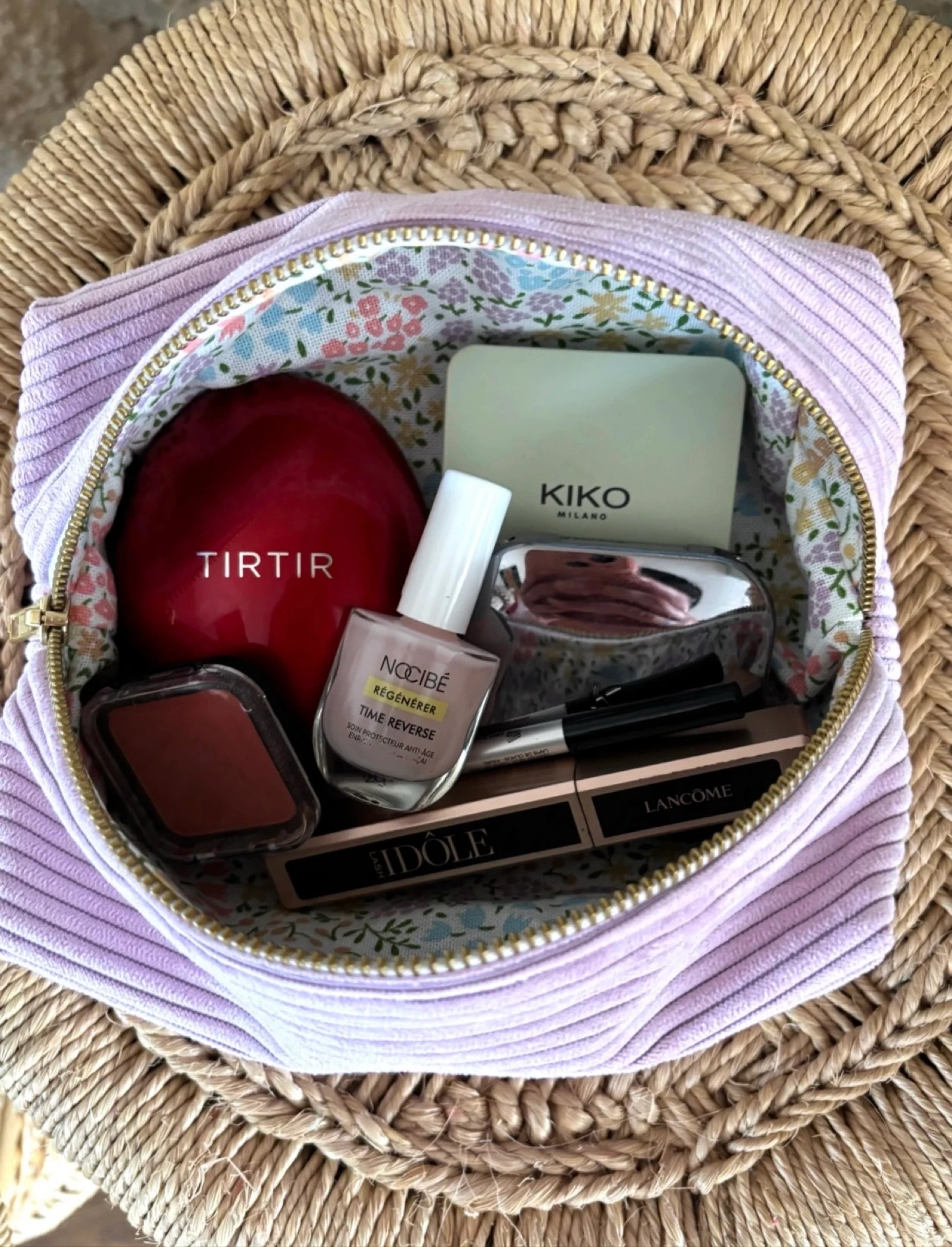 Trousse à maquillage velours côtelé Parme